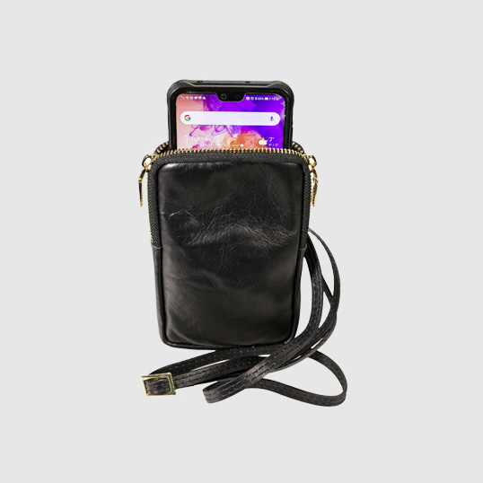 borsa donna porta cellulare portafoglio in pelle donna nero